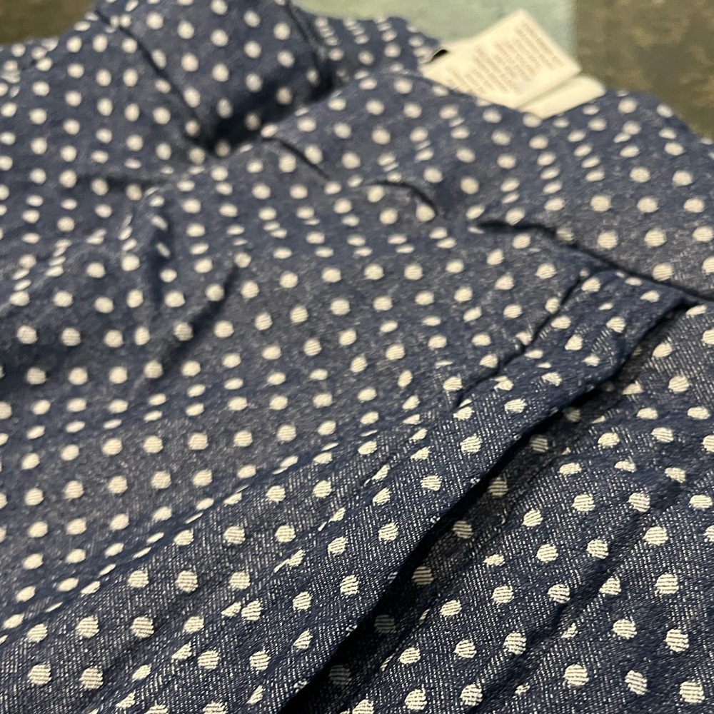 Elle Blue and White Polka Dot Cropped Pull on Capri Pants Size Small - Picture 6 of 6